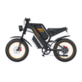 Black electric bike with orange accents on a white background